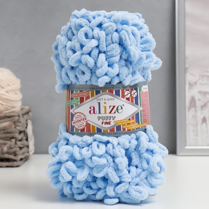 Пряжа Пряжа "Puffy fine" 100% микрополиэстер 14,5м/100г (218 голубой)