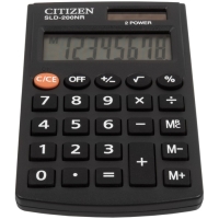 Калькулятор карманный Citizen "SLD-200NR", 8-разрядный, 62 х 98 х 10 мм, двойное питание, чёрный