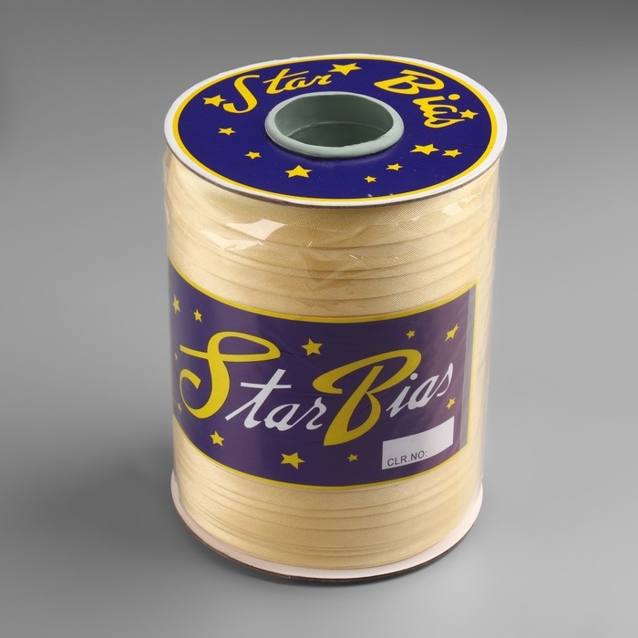 Косая бейка, атласная, 15 мм × 132 ± 1 м, цвет бежево-золотой №9010 Косая бейка, атласная, 15 мм × 132 ± 1 м, цвет бежево-золотой №9010