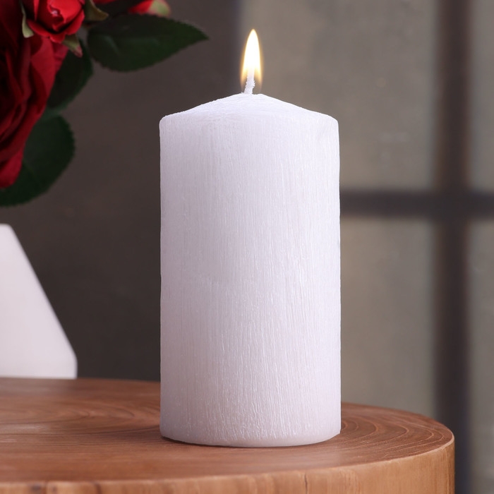 Свеча - цилиндр Свеча - цилиндр "Винтаж", 5х10 см, белый перламутр