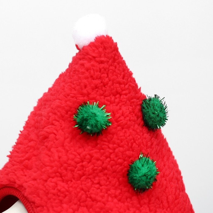 Новый год. Шапка для животных  Новый год. Шапка для животных "Колпак", размер S(ОМ 15 см, длина 15 см), красный