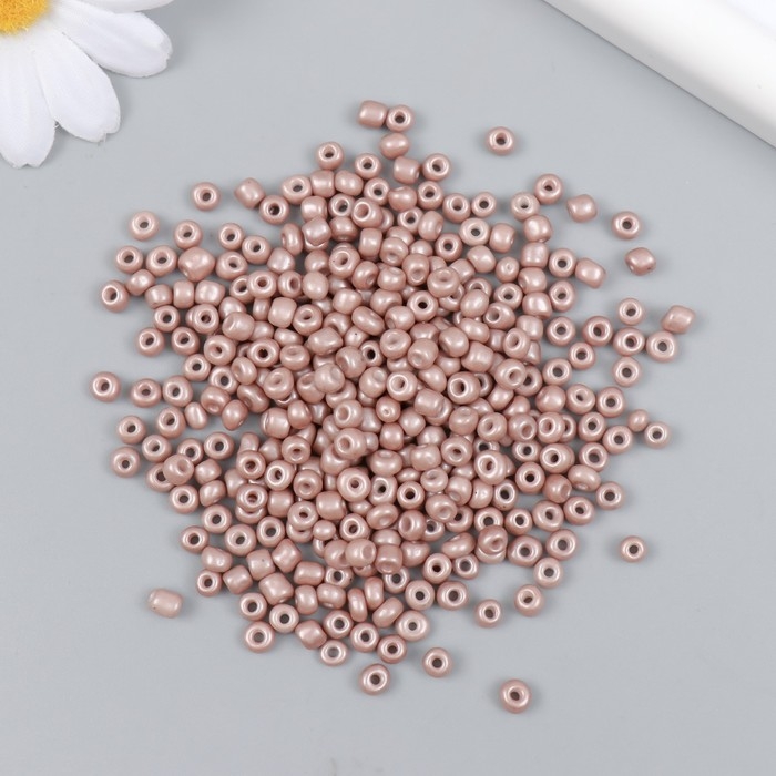 Бисер стекло 6/0  Бисер стекло 6/0 "Бледно-песочный" макарун, глянец 450 гр