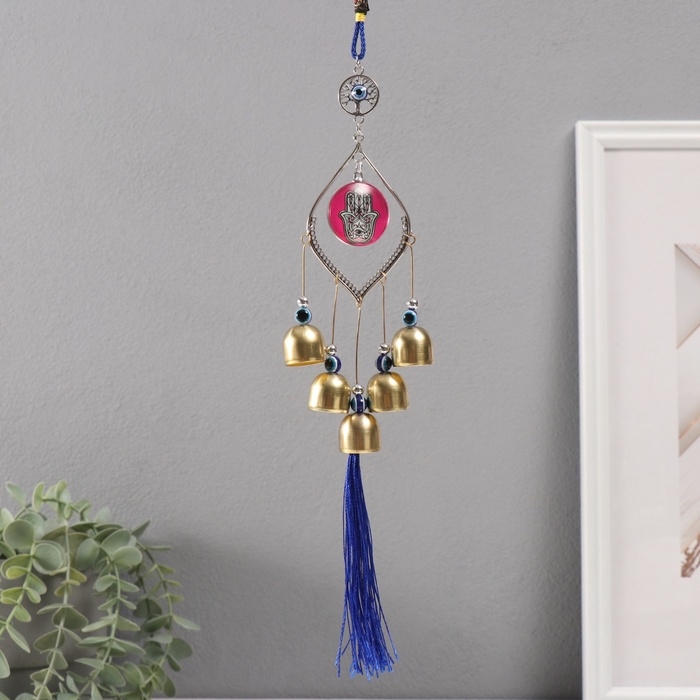 Музыка ветра металл от сглаза Музыка ветра металл от сглаза "Рука Фатимы" 5 колокольчиков 36 см