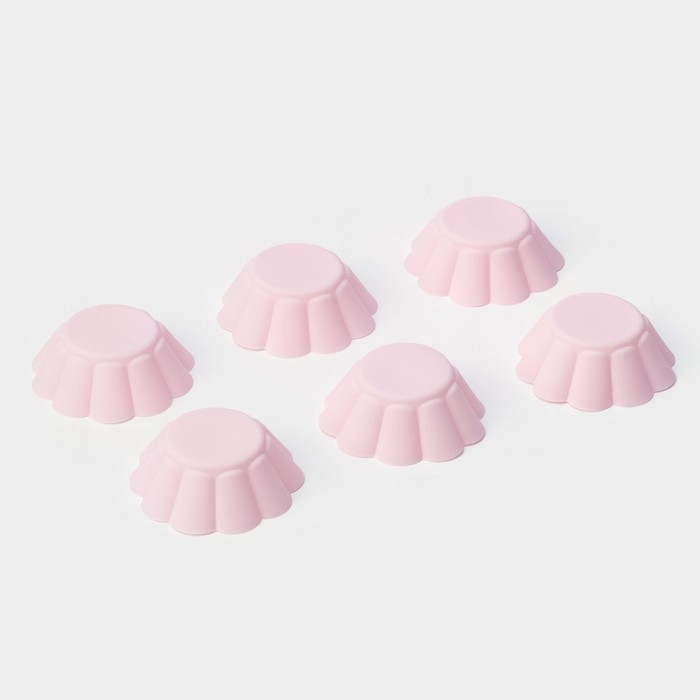 Набор форм для выпечки Доляна «Ромашки», силикон, 7×3 см, 6 шт, цвет розовый Набор форм для выпечки Доляна «Ромашки», силикон, 7×3 см, 6 шт, цвет розовый