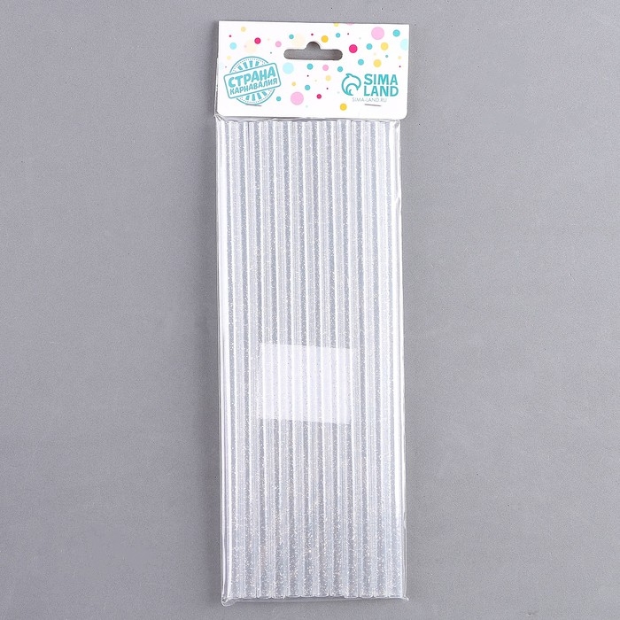 Трубочки для коктейля &laquo;Блёстки&raquo;, в наборе 12 шт., цвет серебряный