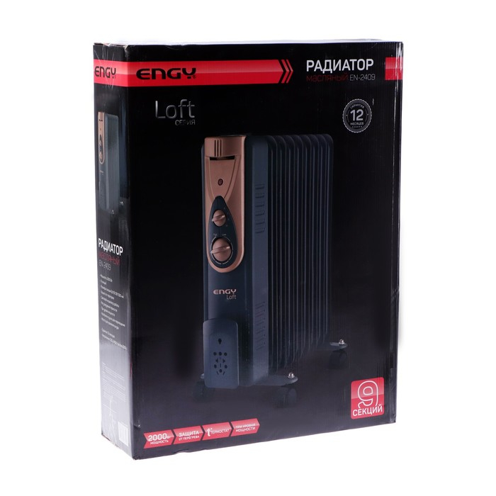Обогреватель ENGY EN-2409 Loft, масляный, напольный, 2000 Вт, 20 м², черный Обогреватель ENGY EN-2409 Loft, масляный, напольный, 2000 Вт, 20 м², черный