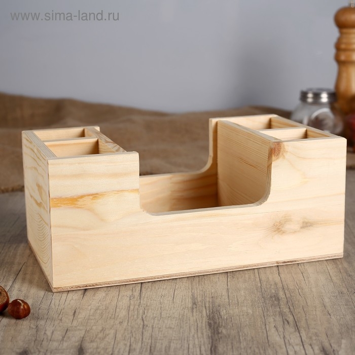 Подставка Подставка "Лодочка" из СОСНЫ, с 4мя отсеками и большим отделом, 14×25×10 см