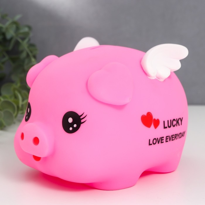 Копилка пластик Копилка пластик "Свинка с крылышками" МИКС 12,5х15,5х11,5 см