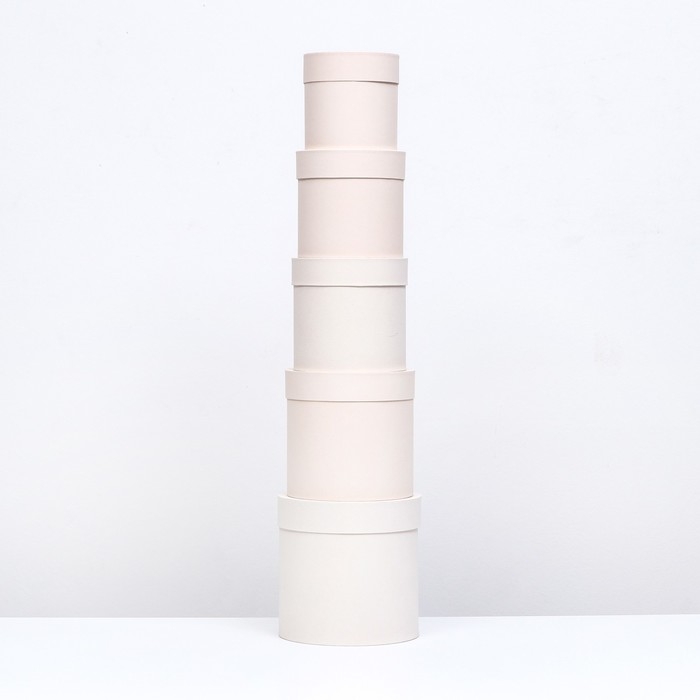 Набор шляпных коробок 5 в 1  Набор шляпных коробок 5 в 1 "Ваниль", 20 × 20 × 20 ‒ 13,5 × 13,5 × 13,5 см