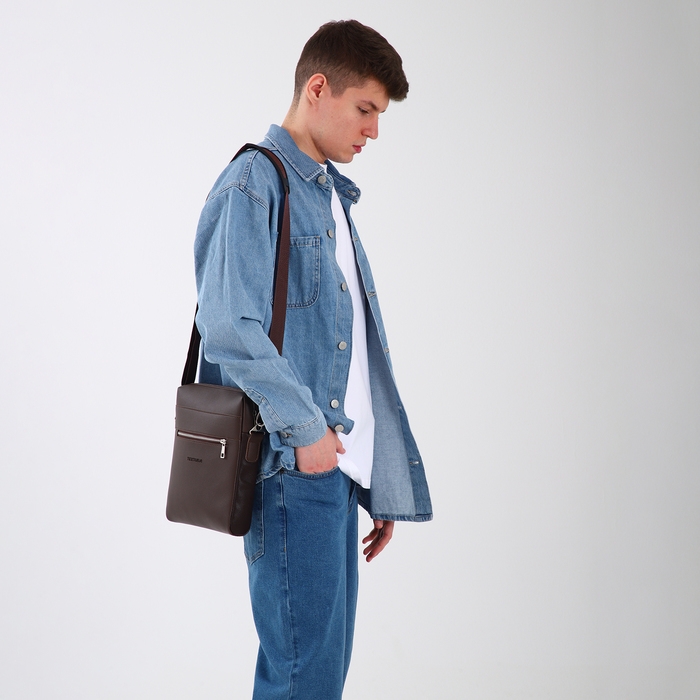 Сумка мужская через плечо TEXTURA, искусственная кожа, цвет коричневый Сумка мужская через плечо TEXTURA, искусственная кожа, цвет коричневый
