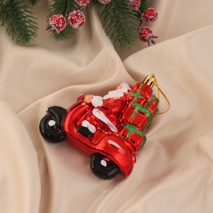 Украшение ёлочное Украшение ёлочное "Дед Мороз на мотике" (набор 2 шт) 10х9,5 см, красный