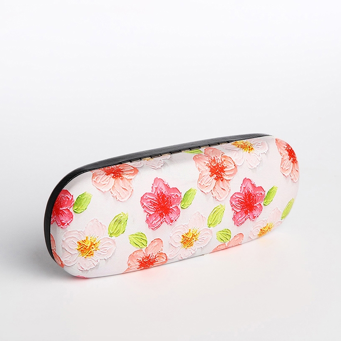 Футляр для очков на хлопушке, длина 16 см, цвет белый/розовый Футляр для очков на хлопушке, длина 16 см, цвет белый/розовый