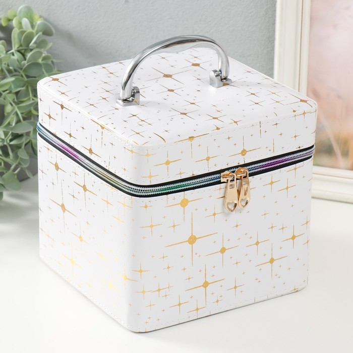 Шкатулка кожзам с зеркалом Шкатулка кожзам с зеркалом "Вспышка на белом" н-р 3 шт 16,5х16,5х14 15х15х10,5 19х19х19 см