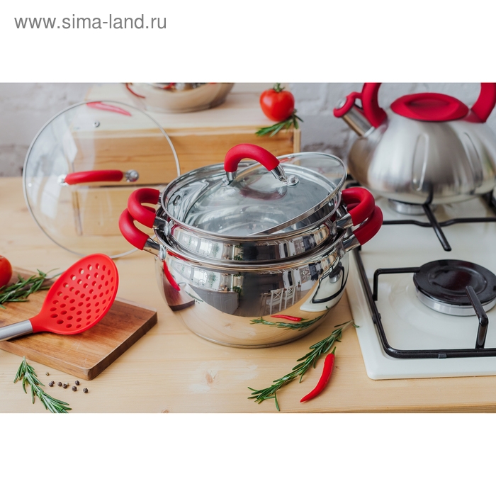 Кастрюля из нержавеющей стали Доляна «Вернер», 3,5 л, d=20 см, с крышкой, индукция Кастрюля из нержавеющей стали Доляна «Вернер», 3,5 л, d=20 см, с крышкой, индукция