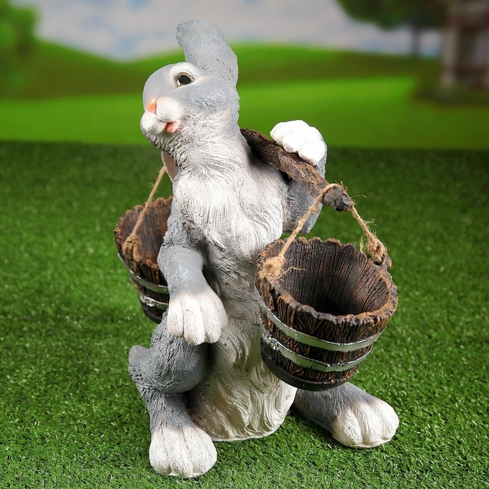 Садовая фигура  Садовая фигура "Заяц с коромыслом" 35см