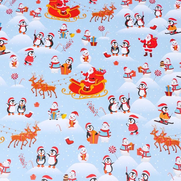 Новый год. Бумага упаковочная глянцевая Новый год. Бумага упаковочная глянцевая "Рождество на Северном полюсе", 70 х 100 см,1 лист