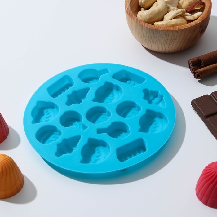 Форма для мармелада Доляна «Сладости», силикон, d=12 см, 16 ячеек, цвет МИКС Форма для мармелада Доляна «Сладости», силикон, d=12 см, 16 ячеек, цвет МИКС