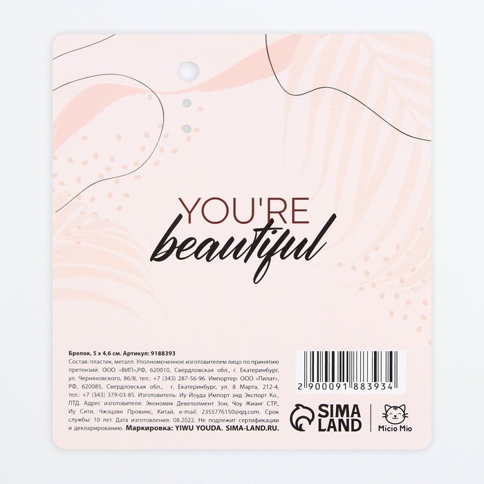 Брелок для ключей акриловый «Be happy», 5 х 4,6 см