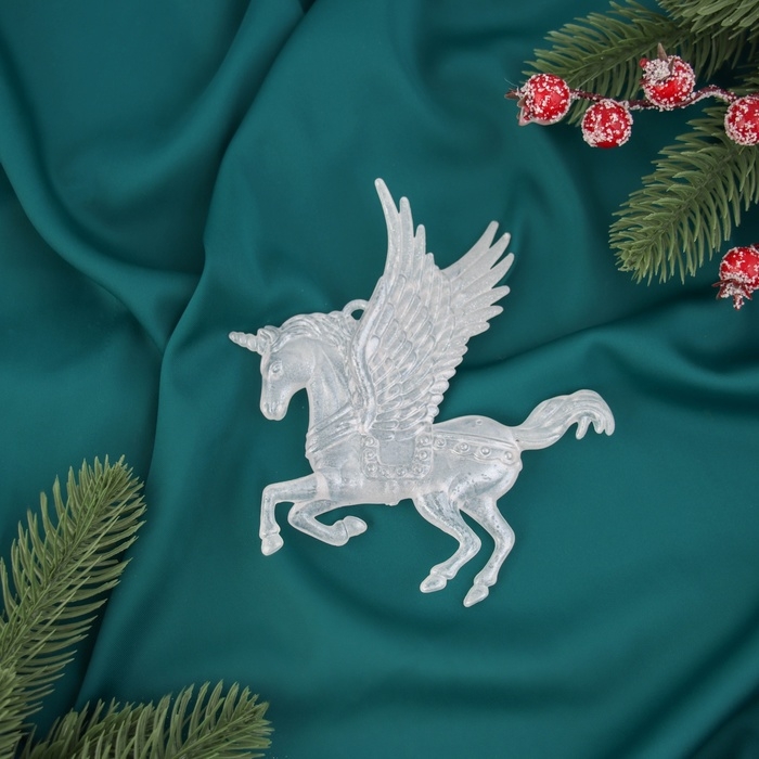 Украшение ёлочное Украшение ёлочное "Единорог с крыльями перелив" 13х12,5 см, белый