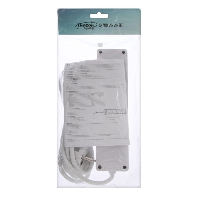 Удлинитель Luazon Lighting, 3 розетки, 3 м, 10 А, 2200 Вт, 2х0.75 мм2, 2хUSB, с выкл., Б Удлинитель Luazon Lighting, 3 розетки, 3 м, 10 А, 2200 Вт, 2х0.75 мм2, 2хUSB, с выкл., Б