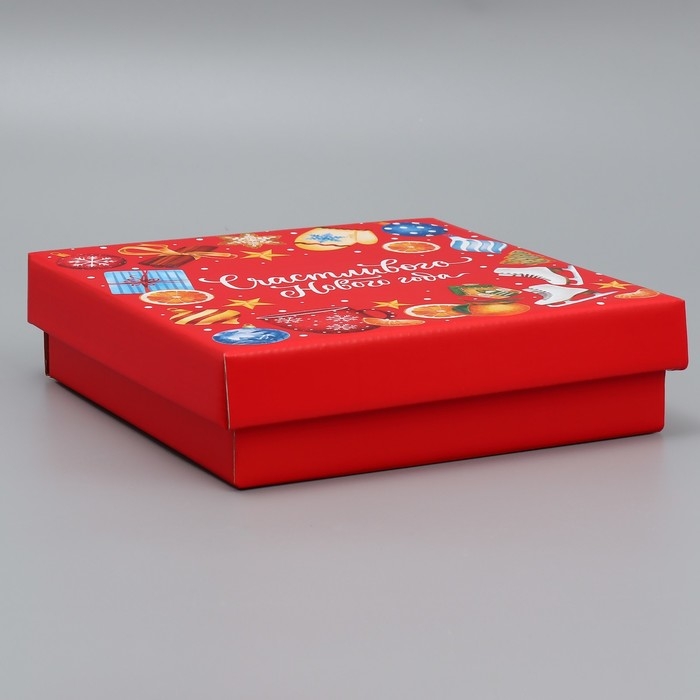 Коробка подарочная новогодняя складная «Счастливого Нового года», 20 х 20 х 5 см, Новый год Коробка подарочная новогодняя складная «Счастливого Нового года», 20 х 20 х 5 см, Новый год