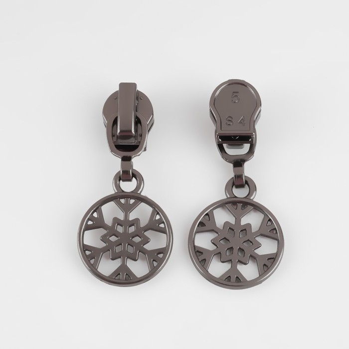 Бегунок автоматический для молнии «Спираль», №5, декоративный «Снежинка», 10 шт, цвет чёрный никель Бегунок автоматический для молнии «Спираль», №5, декоративный «Снежинка», 10 шт, цвет чёрный никель