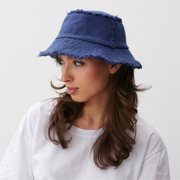 Панама джинсовая с необработанными краями MINAKU цвет синий, размер 56-58 Панама джинсовая с необработанными краями MINAKU цвет синий, размер 56-58