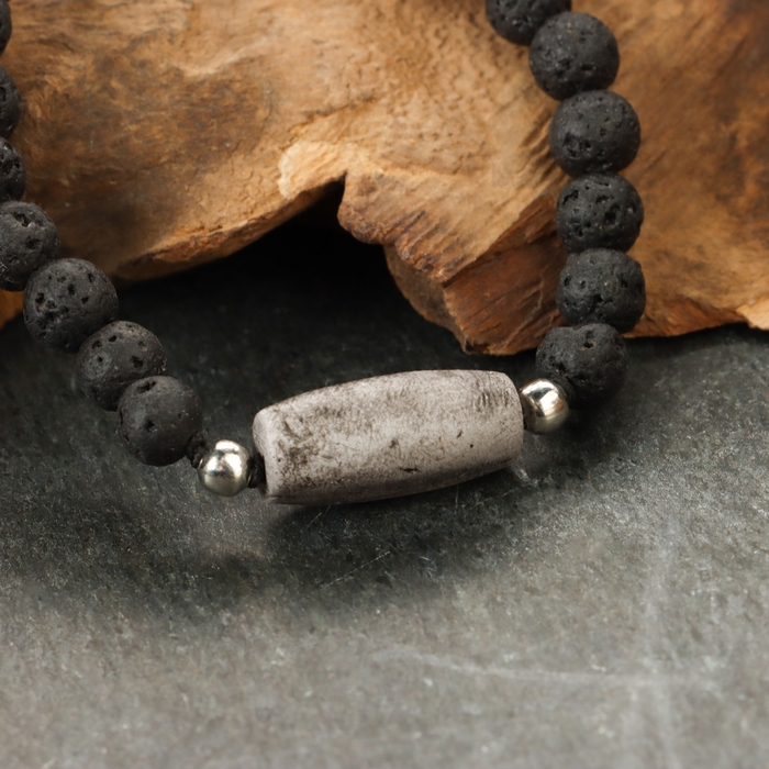 Браслет из лавы с бусиной Дзи «Гаруда» №2