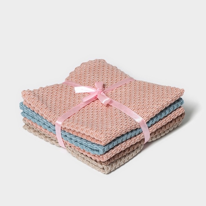 Набор салфеток из микрофибры Доляна «Бантик», 30×30 см, 5 шт Набор салфеток из микрофибры Доляна «Бантик», 30×30 см, 5 шт