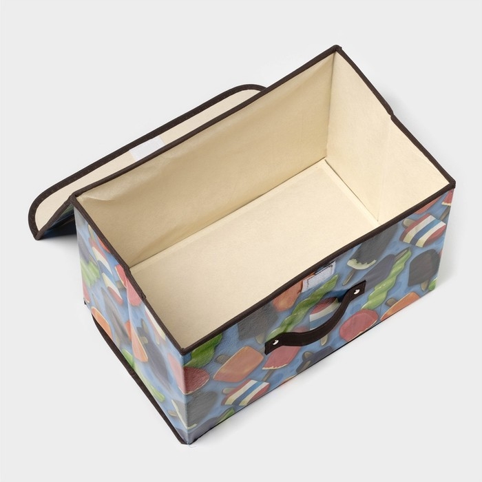 Короб стеллажный для хранения с крышкой «Эскимо», 38,5×25×24,5 см, цвет синий Короб стеллажный для хранения с крышкой «Эскимо», 38,5×25×24,5 см, цвет синий