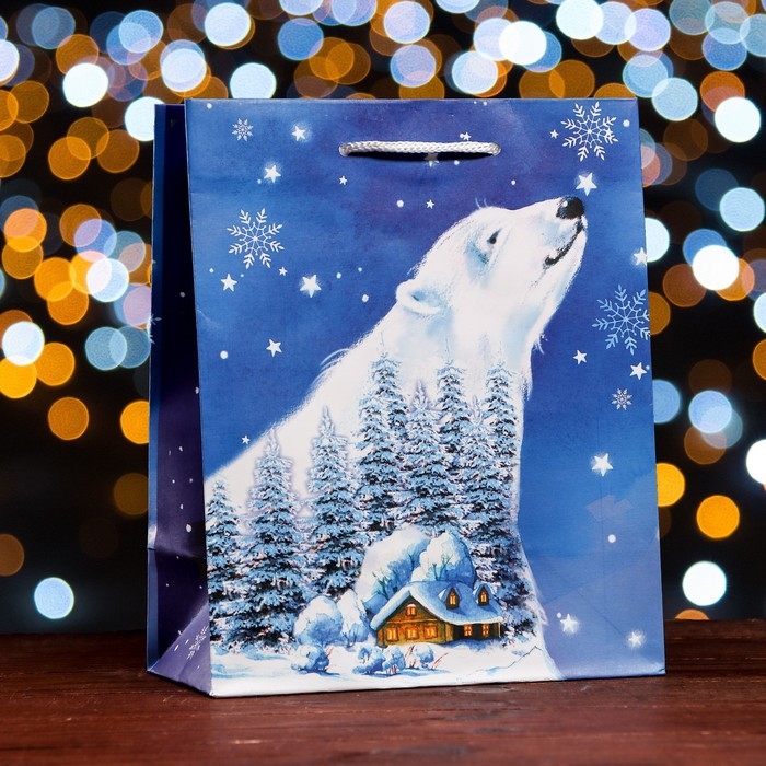 Новый год. Пакет подарочный Новый год. Пакет подарочный "Зимний лес ", 18 х 22,3 х 10 см.