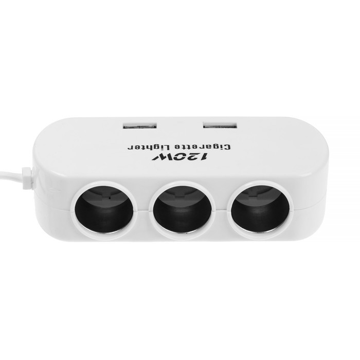 Разветвитель прикуривателя TORSO, 12-24 В, USB 2А, провод 40 см Разветвитель прикуривателя TORSO, 12-24 В, USB 2А, провод 40 см