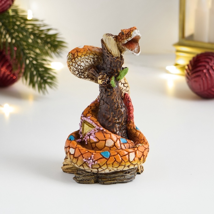 Фигура Фигура "Змея-мозаика с открытой пастью" 5х5х9см, цветная