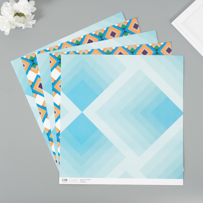 Бумага для скрапбукинга двусторонняя Бумага для скрапбукинга двусторонняя "Ромбы" плотность 180 гр набор 5 шт 30,5х32 см