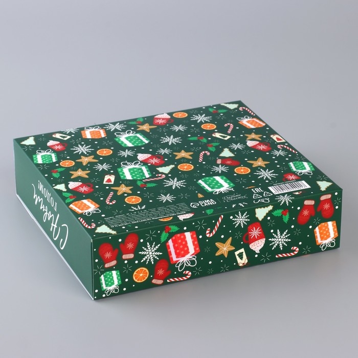 Коробка новогодняя складная «Новогодняя» 20 х18 х 5 см, Новый год Коробка новогодняя складная «Новогодняя» 20 х18 х 5 см, Новый год