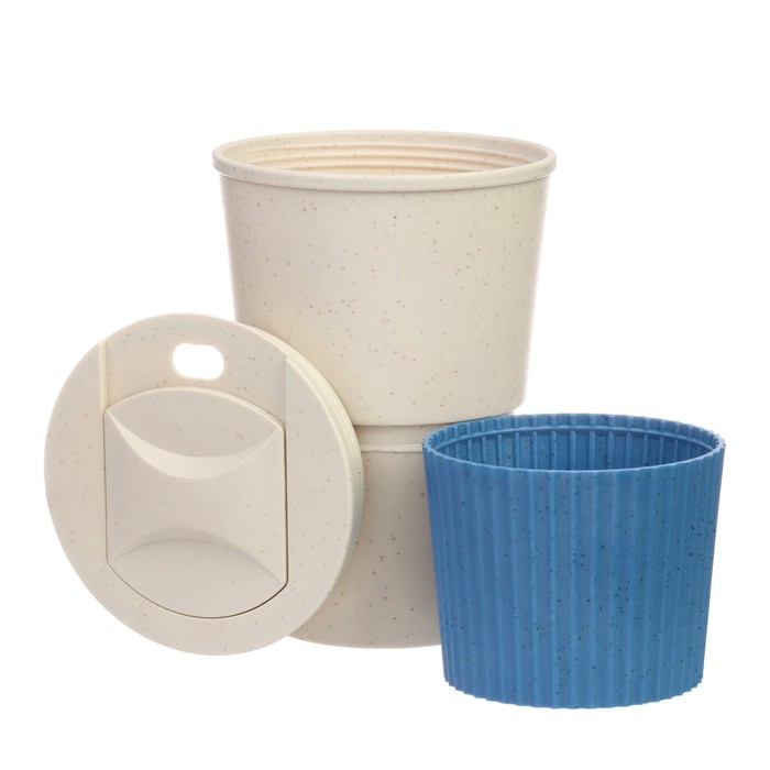 Термостакан для кофе, 380 мл, с крышкой, 12.4 × 8.6 см, PP пластик, синий