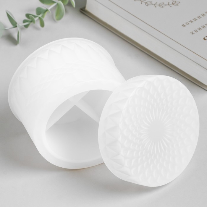 Молд силикон Молд силикон "Шкатулка круглая узорная" с крышкой 9,8х9,8х9,4 см