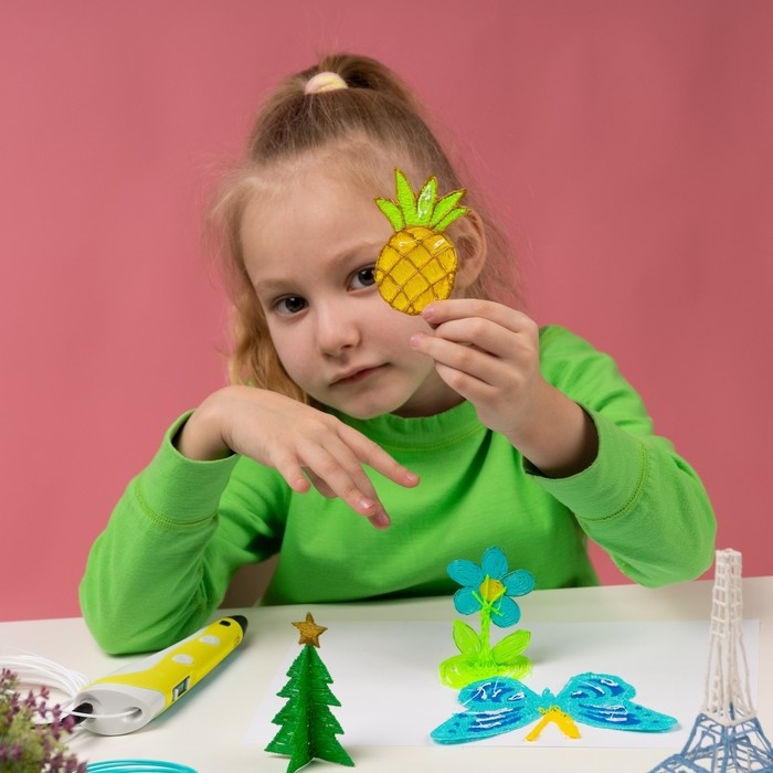 3D ручка Luazon, дисплей, работа с пластиком ABS и PLA, пластик в комплекте, жёлтая 3D ручка Luazon, дисплей, работа с пластиком ABS и PLA, пластик в комплекте, жёлтая