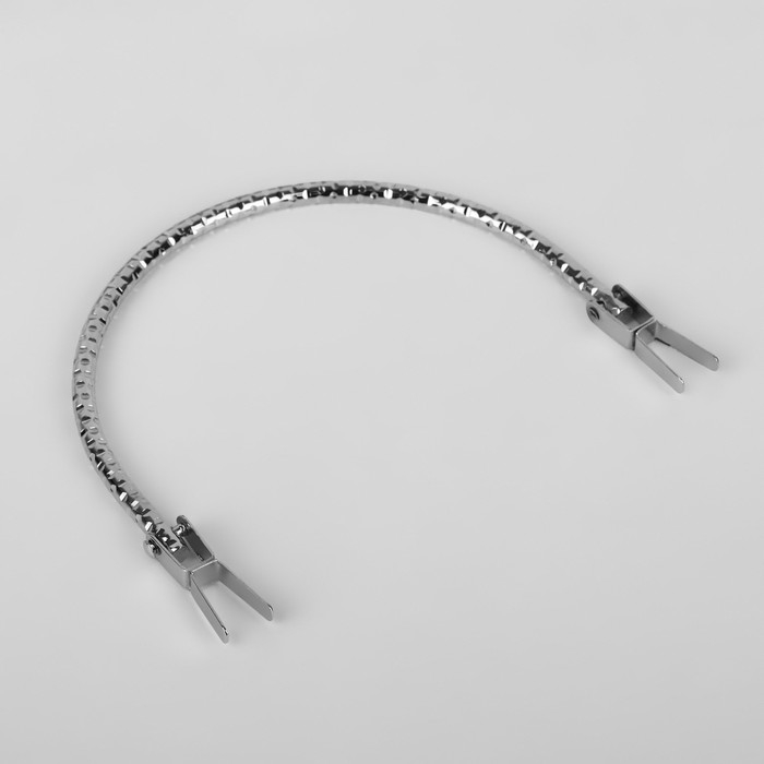 Ручка для сумки «Рифлёная рамка», металлическая, на прокол, 13 × 9 см, цвет серебряный Ручка для сумки «Рифлёная рамка», металлическая, на прокол, 13 × 9 см, цвет серебряный