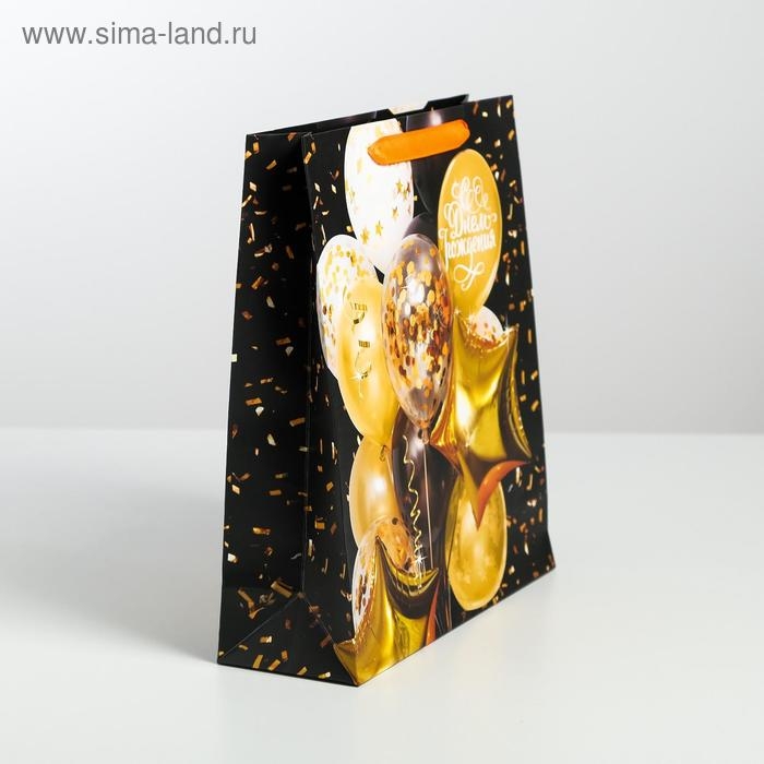 Пакет подарочный ламинированный вертикальный, упаковка, &laquo;С Днем Рождения&raquo;, M 26 х 30 х 9 см