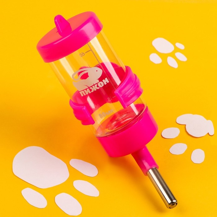 Поилка для грызунов Поилка для грызунов "Пижон", 80 мл, розовая