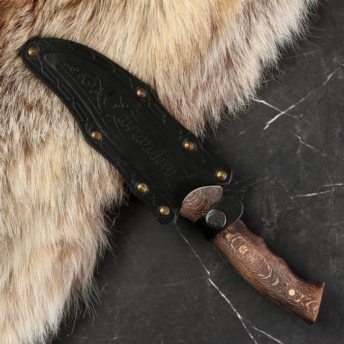 Нож кавказский, туристический Нож кавказский, туристический "Скорпион" с ножнами, сталь - 40х13, вощеный орех, 14 см