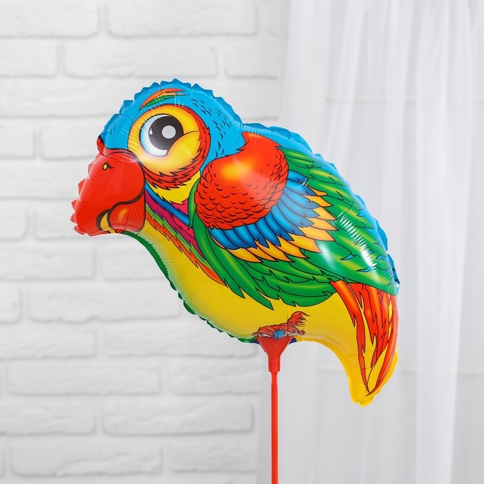 Шар фольгированный 10 Шар фольгированный 10" «Попугай — большие глазки» с палочкой