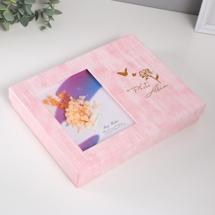 Фотоальбом на 200 фото 10х15 см Фотоальбом на 200 фото 10х15 см "Букетик в рамке" в коробке МИКС 4,5х20,5х26,5 см