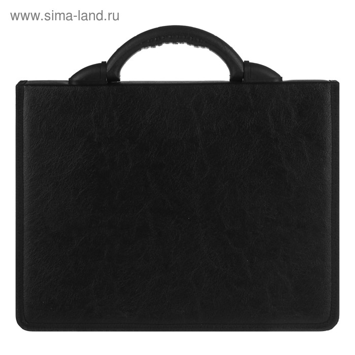 Портфель деловой 340 х 260 х 80 мм, 2 отделения, искусственная кожа "Вырица" чёрный 4С11