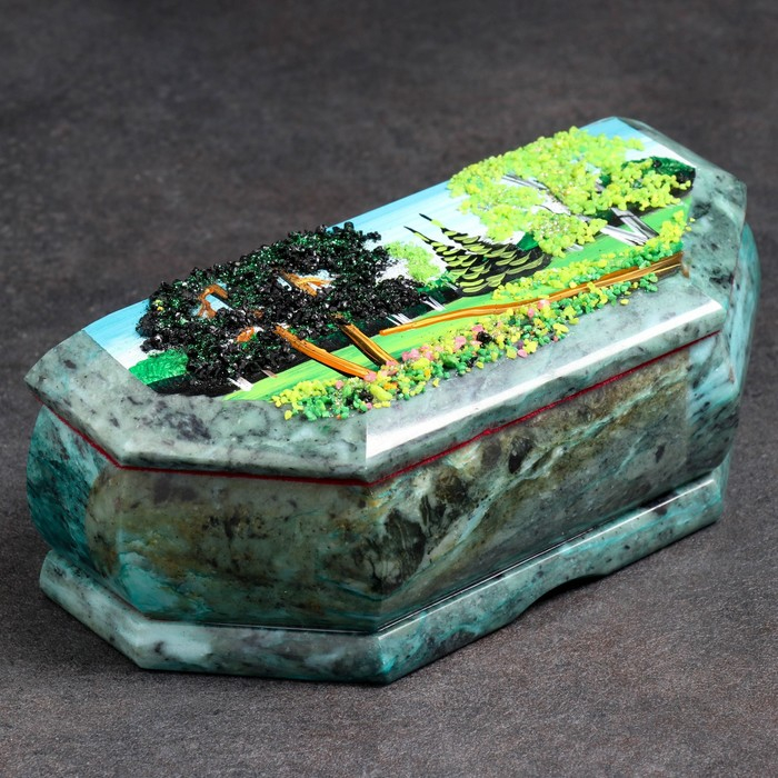 Ларец Ларец "Лето", 17х7х6, каменная крошка, змеевик