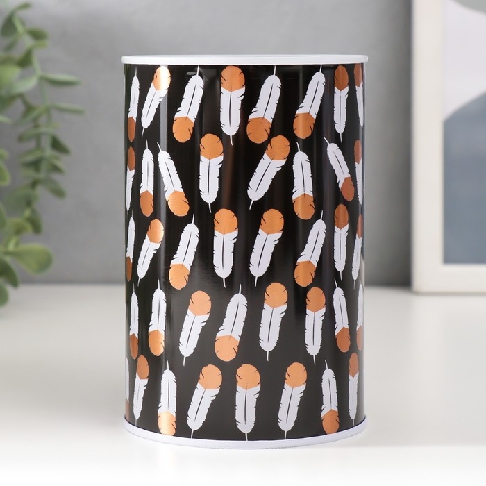 Копилка металл Копилка металл "Пёрышки" МИКС 8х8х12,5 см