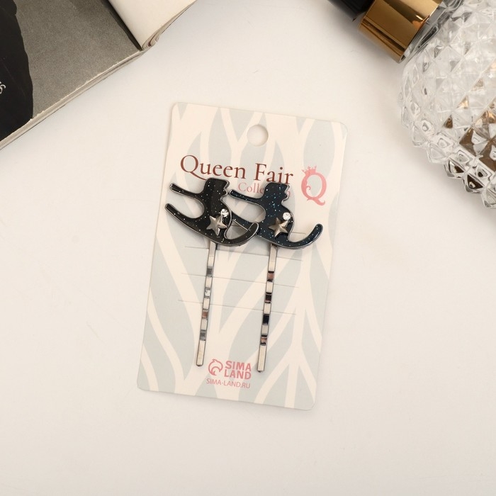 Невидимка для волос  Невидимка для волос "Кошечка со звездой" (набор 2 шт) 6 см