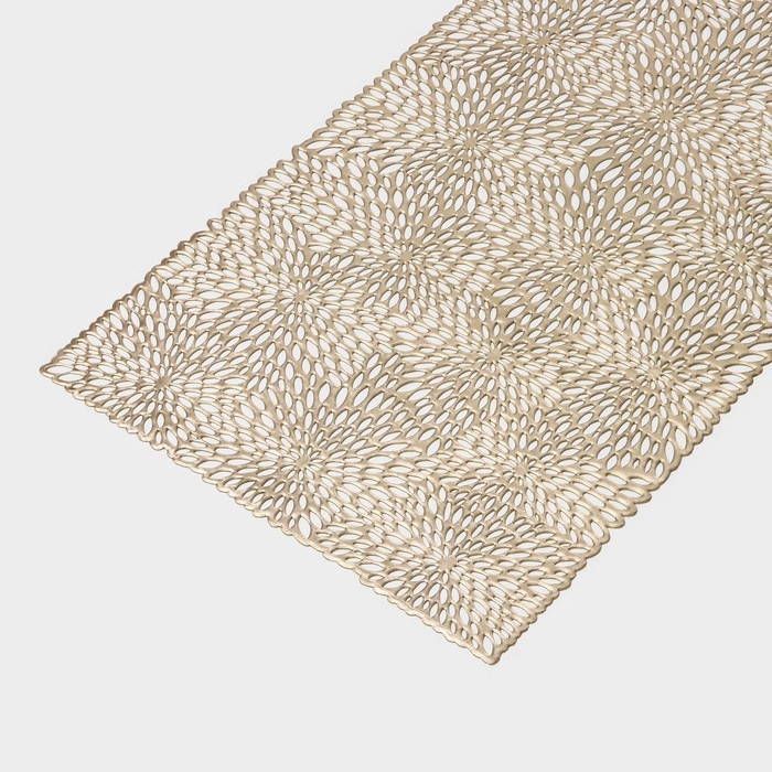 Дорожка на стол Доляна &laquo;Астры&raquo;, 90&times;35 см, цвет золото