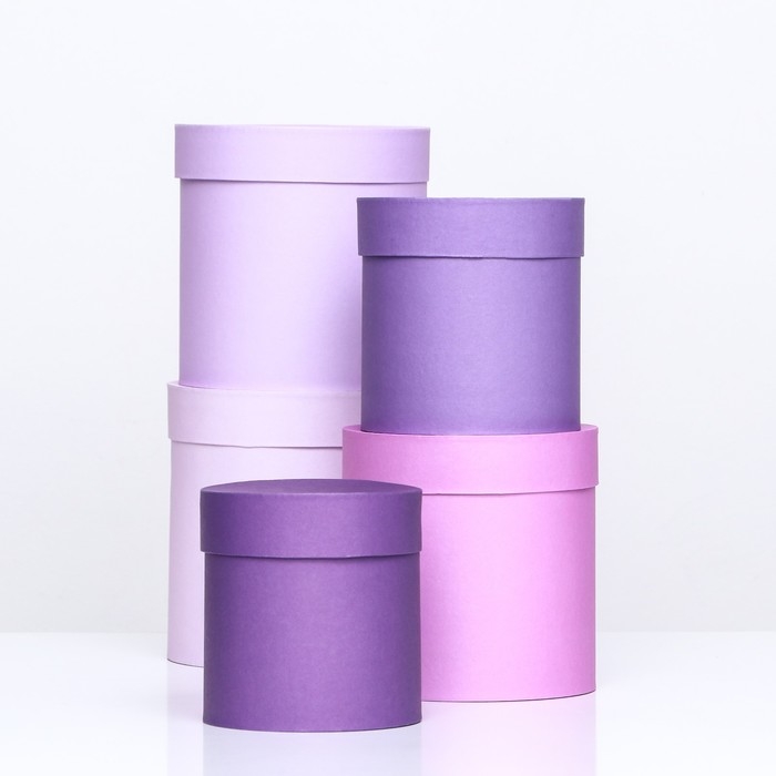 Набор круглых коробок 5 в 1  Набор круглых коробок 5 в 1 "Лаванда" 20 х 20 - 15 х 15 х 15 см
